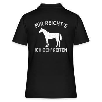 Mir Reichts Ich geh Reiten | Lustiger Pferdespruch - Frauen Polo Shirt - Schwarz - Hinten - Ailine (174cm)