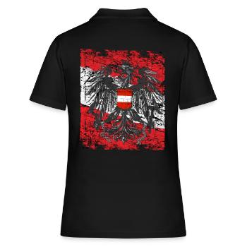 Austria Shirt Flag Coat of Arms & Eagle - Women's Polo Shirt - black - Back - Ailine (174cm)