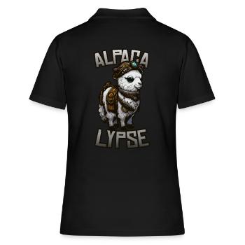 Alpagalypse - Alpaga Steampunk dans l’Apocalypse - Polo Femme - noir - Dos - Ailine (174cm)