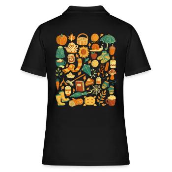 Herbst - Frauen Polo Shirt - Schwarz - Hinten - Ailine (174cm)