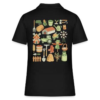 Bauernhof - Frauen Polo Shirt - Schwarz - Hinten - Ailine (174cm)