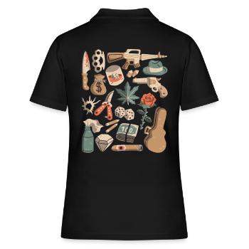 Mafia, crimes, gangsters, argent de protection, trafic de drogue - Polo Femme - noir - Dos - Ailine (174cm)