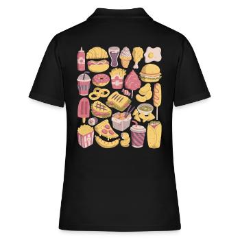 Fast-food Doodles Junk Food Snacks Malsain Délicieux - Polo Femme - noir - Dos - Ailine (174cm)