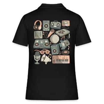 DJ Doodles Club Party Disco Nightlife Clubbing - Women's Polo Shirt - black - Back - Ailine (174cm)