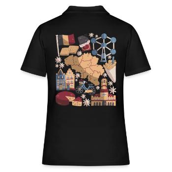 Belgien - Frauen Polo Shirt - Schwarz - Hinten - Ailine (174cm)