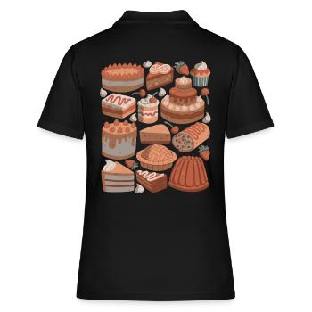 Kuchen und Torten - Frauen Polo Shirt - Schwarz - Hinten - Ailine (174cm)
