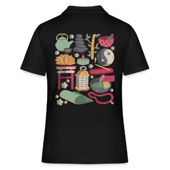 Zen Meditation - Frauen Polo Shirt - Schwarz - Hinten - Ailine (174cm)