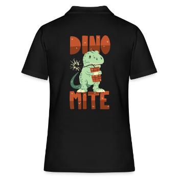 Dino mit Dynamit - Frauen Polo Shirt - Schwarz - Hinten - Ailine (174cm)