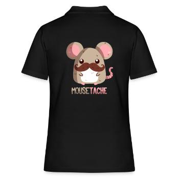 Maus mit Schnurrbart - Frauen Polo Shirt - Schwarz - Hinten - Ailine (174cm)