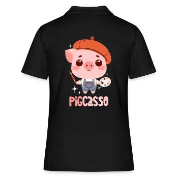 Artiste Cochon : Pigcasso - Polo Femme - noir - Dos - Ailine (174cm)
