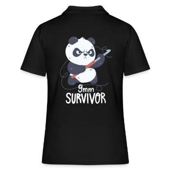 Häkelnder Panda - Frauen Polo Shirt - Schwarz - Hinten - Ailine (174cm)