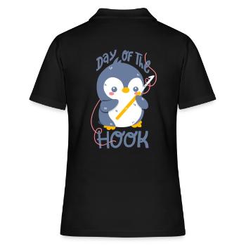 Crochet Penguin : Journée du crochet - Polo Femme - noir - Dos - Ailine (174cm)