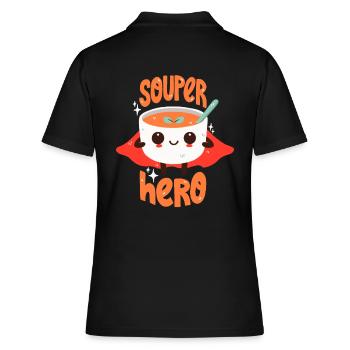 Superhelden-Suppe - Frauen Polo Shirt - Schwarz - Hinten - Ailine (174cm)