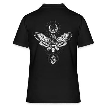 Mystischer Mondfalter - Frauen Polo Shirt - Schwarz - Hinten - Ailine (174cm)