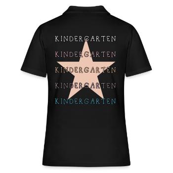 Kindergarten Kiga Kita Schule Shirt für Erzieher - Frauen Polo Shirt - Schwarz - Hinten - Ailine (174cm)