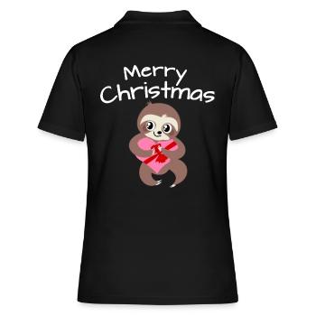 Baby Faultier - merry christmas - Frauen Polo Shirt - Schwarz - Hinten - Ailine (174cm)