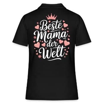 Beste Mama der Welt Herz Herzen Krone beste Mutter - Frauen Polo Shirt - Schwarz - Hinten - Ailine (174cm)