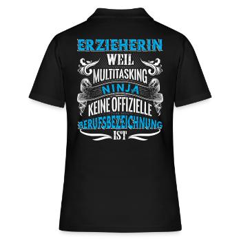 Erzieherin - Frauen Polo Shirt - Schwarz - Hinten - Ailine (174cm)