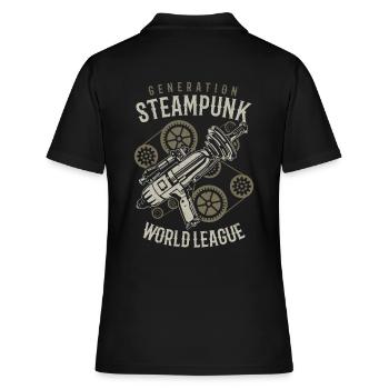 Steampunk - Frauen Polo Shirt - Schwarz - Hinten - Ailine (174cm)