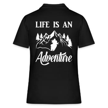 life is an adventure Motorradfahrerin Tourer Frau - Frauen Polo Shirt - Schwarz - Hinten - Ailine (174cm)