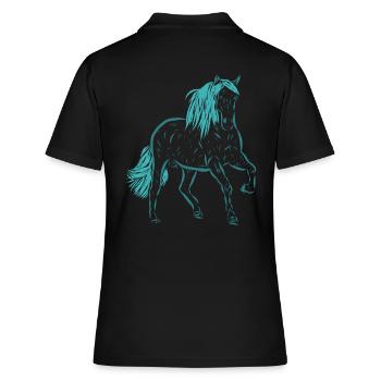 Pferd - Frauen Polo Shirt - Schwarz - Hinten - Ailine (174cm)