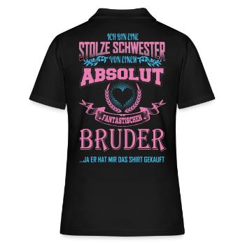 Stolze Schwester von einem fantastischen Bruder - Frauen Polo Shirt - Schwarz - Hinten - Ailine (174cm)
