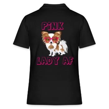 Doux chien papillon rose Lady Girlie Nerd - Polo Femme - noir - Dos - Ailine (174cm)