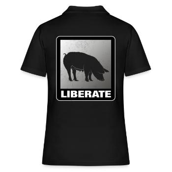 Libérer Vegan Animal Liberation - Polo Femme - noir - Dos - Ailine (174cm)