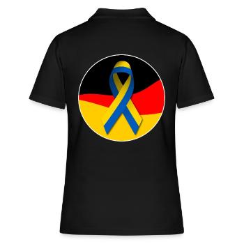 Drapeau allemand avec ruban de paix ukrainien - Polo Femme - noir - Dos - Ailine (174cm)