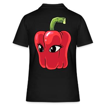Paprika Chilli Peperoni Gewürz - Frauen Polo Shirt - Schwarz - Hinten - Ailine (174cm)