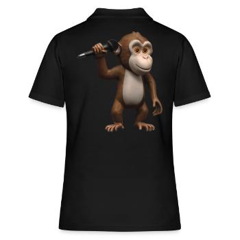 Singender Affe - Frauen Polo Shirt - Schwarz - Hinten - Ailine (174cm)