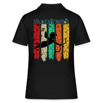 Cupidon de style rétro vintage | Cadeau Saint Valentin - Polo Femme - noir - Dos - Ailine (174cm)