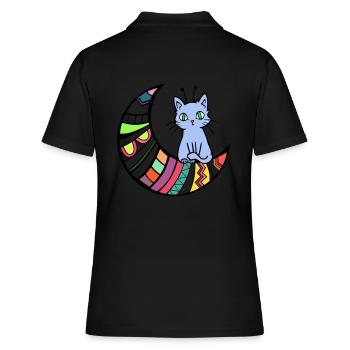 Außerirdische Katze Alien Ufo Haustier Geschenk - Frauen Polo Shirt - Schwarz - Hinten - Ailine (174cm)