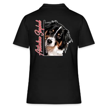 AUSTRALIAN SHEPHERD DA Wilsigns Hundemotiv Aussie - Frauen Polo Shirt - Schwarz - Hinten - Ailine (174cm)