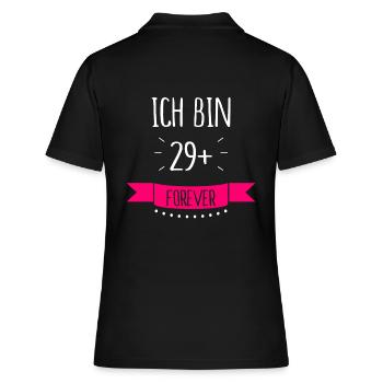 Ich bin 29 + plus forever - Frauen Polo Shirt - Schwarz - Hinten - Ailine (174cm)