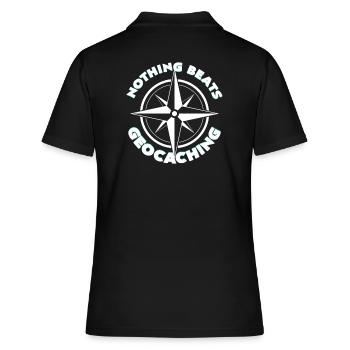 Geocaching - Frauen Polo Shirt - Schwarz - Hinten - Ailine (174cm)
