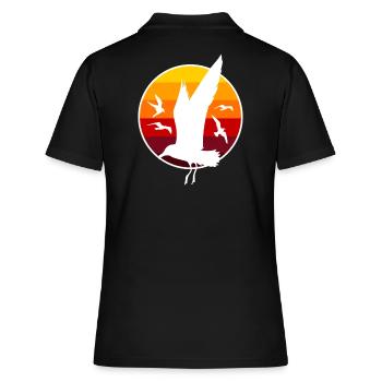 Möwen - Frauen Polo Shirt - Schwarz - Hinten - Ailine (174cm)