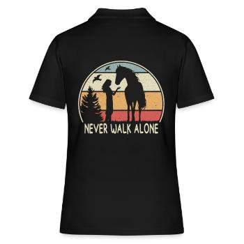 PFERD - NEVER WALK ALONE - Frauen Polo Shirt - Schwarz - Hinten - Ailine (174cm)