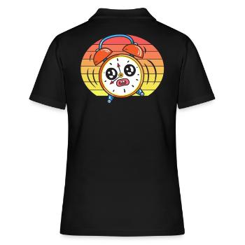 Wecker Sonnenuntergang - Frauen Polo Shirt - Schwarz - Hinten - Ailine (174cm)