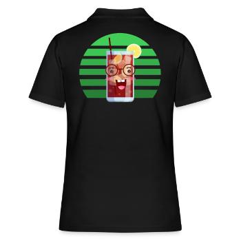 Lustige Cola im Sonnenuntergang - Frauen Polo Shirt - Schwarz - Hinten - Ailine (174cm)