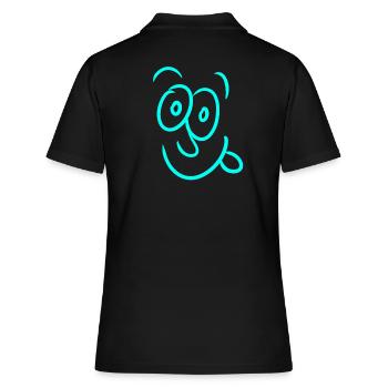 Lustiges Gesicht - Frauen Polo Shirt - Schwarz - Hinten - Ailine (174cm)