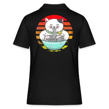 Chinesische Katze Chinesische Nudeln - Frauen Polo Shirt - Schwarz - Hinten - Ailine (174cm)