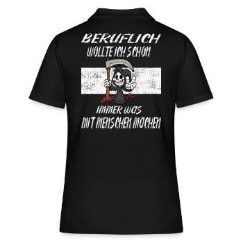 Beruflich Sensenmann - Frauen Polo Shirt - Schwarz - Hinten - Ailine (174cm)