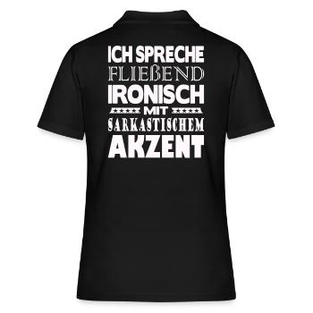 Ich spreche fließend ironisch - Frauen Polo Shirt - Schwarz - Hinten - Ailine (174cm)