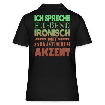 Ich spreche fließend ironisch - Frauen Polo Shirt - Schwarz - Hinten - Ailine (174cm)