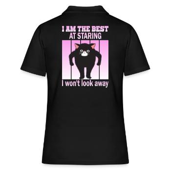 Staring Cat - Cats Staring - Women's Polo Shirt - black - Back - Ailine (174cm)