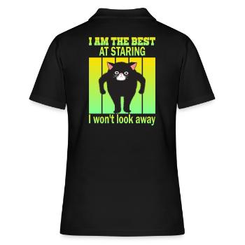 Staring Cat - Cats Staring - Women's Polo Shirt - black - Back - Ailine (174cm)