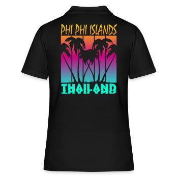Vintage Phi Phi Islands Thailand - Frauen Polo Shirt - Schwarz - Hinten - Ailine (174cm)