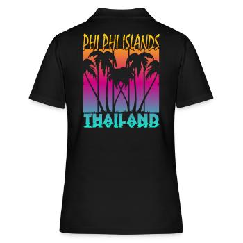 Vintage Phi Phi Islands Thailand - Frauen Polo Shirt - Schwarz - Hinten - Ailine (174cm)