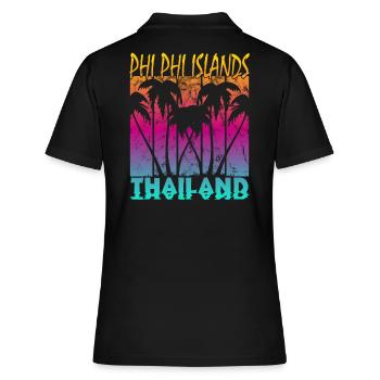 Vintage Phi Phi Islands Thailand - Frauen Polo Shirt - Schwarz - Hinten - Ailine (174cm)